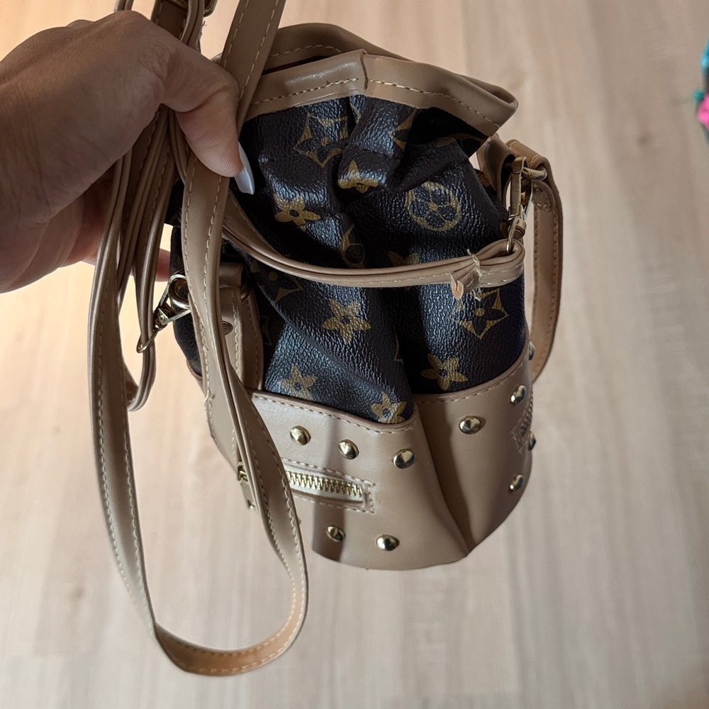 Brown and Tan Designer Bucket Bag - Picture 6 of 7